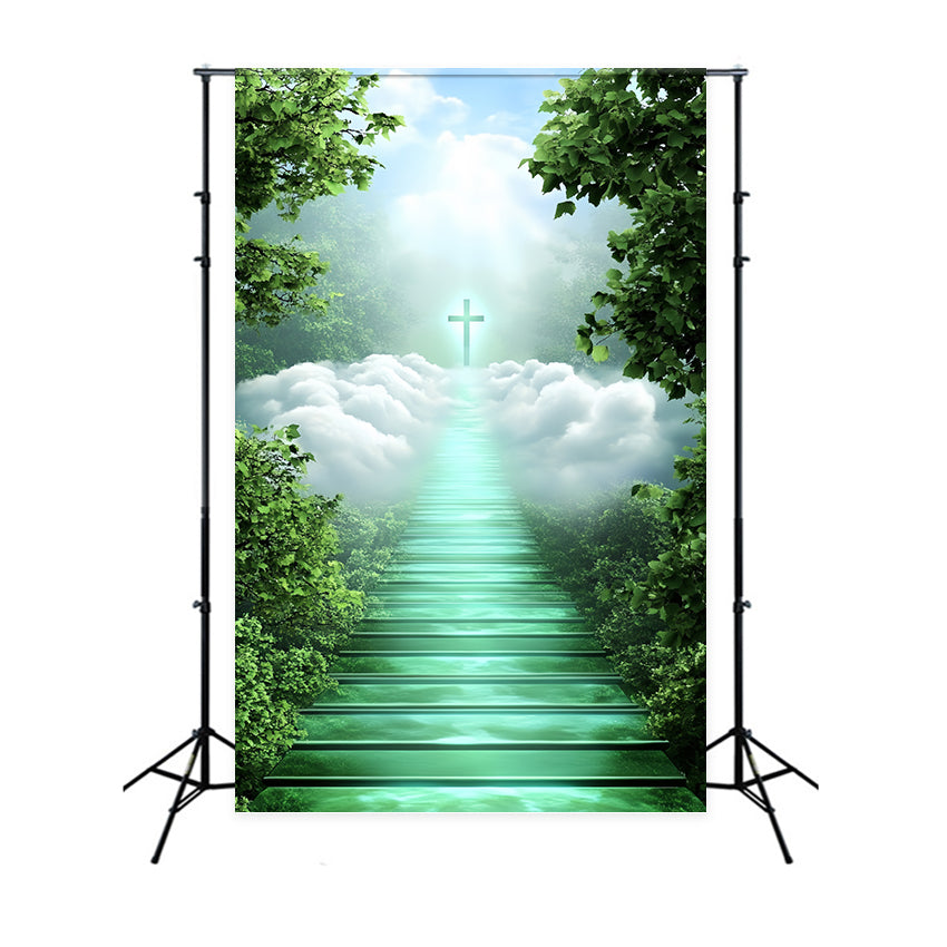 Clouds Photo Backdrop Peaceful Forest Cross Trail Backdrop CSH4-250