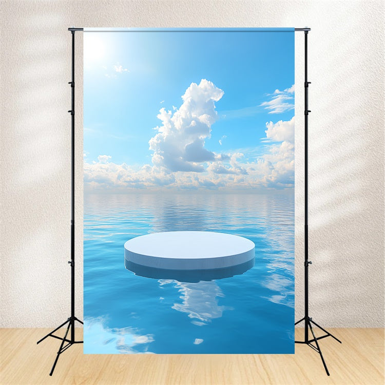 Ocean And Sky Backdrop Blue Sky Serene Water Backdrop CSH4-253
