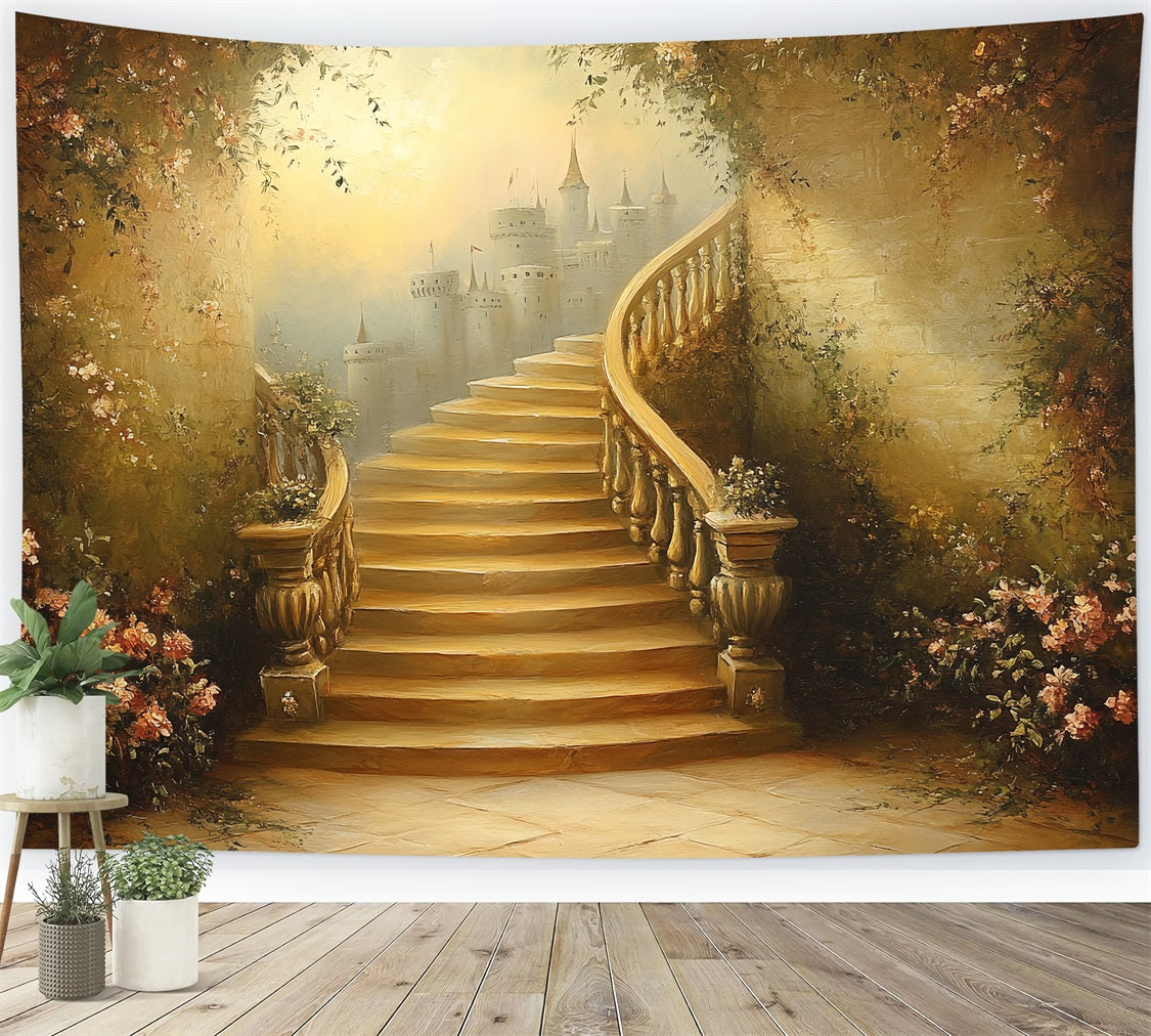 Vintage Backdrop Ideas Castle Twisting Staircase Backdrop CSH4-274