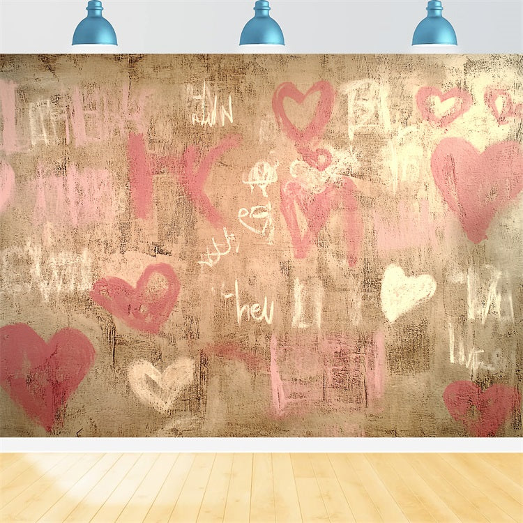 Vintage Wall Backdrop Graffiti Heart Pattern Backdrop CSH4-276