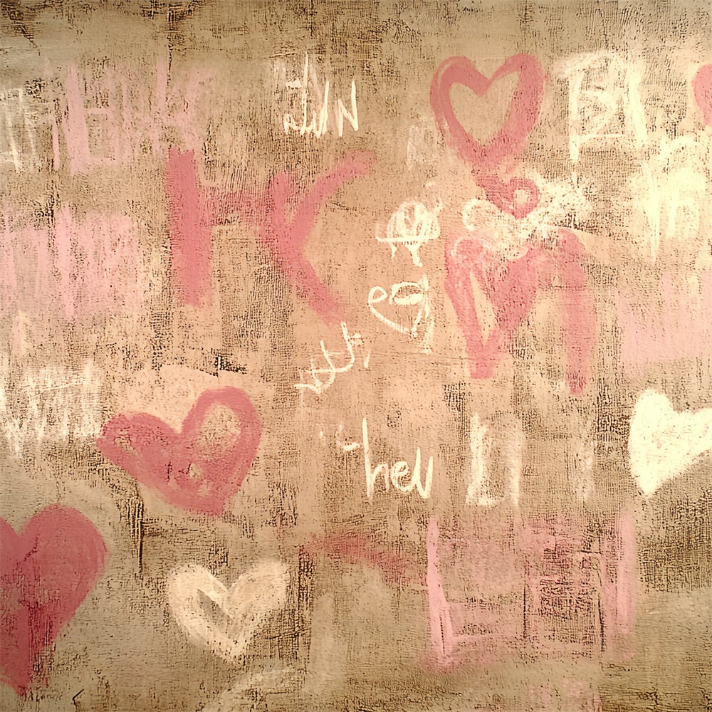 Vintage Wall Backdrop Graffiti Heart Pattern Backdrop CSH4-276
