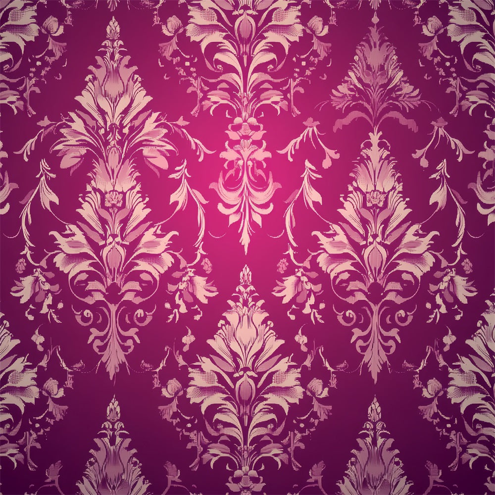 Backdrop Vintage Burgundy Damask Floral Pattern Backdrop CSH4-282