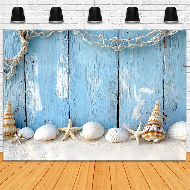 Vintage Backdrop Blue Wood Seaside Photography Backdrop CSH4-295