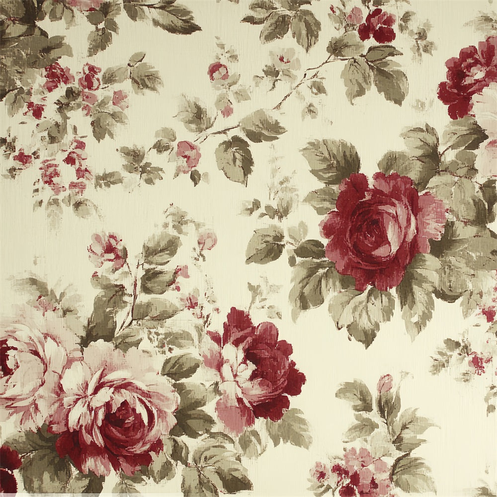 Vintage Photo Backdrop Red Roses Floral Backdrop CSH4-304