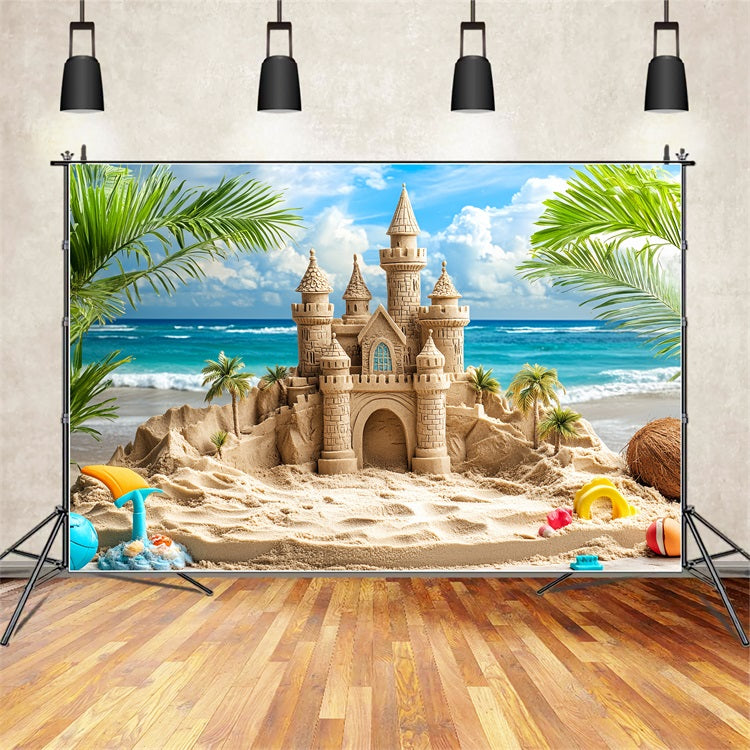 Castle Backdrop Summer Sandcastle Waves Backdrop CSH4-327
