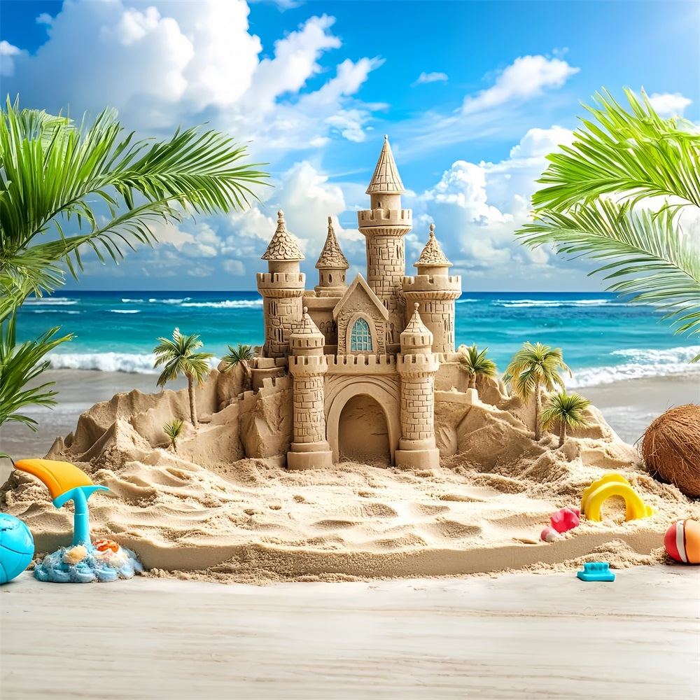 Castle Backdrop Summer Sandcastle Waves Backdrop CSH4-327
