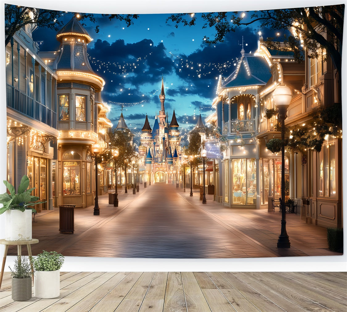 Castle Backdrops Fairytale Town Lights Backdrop CSH4-330