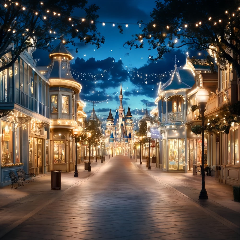 Castle Backdrops Fairytale Town Lights Backdrop CSH4-330