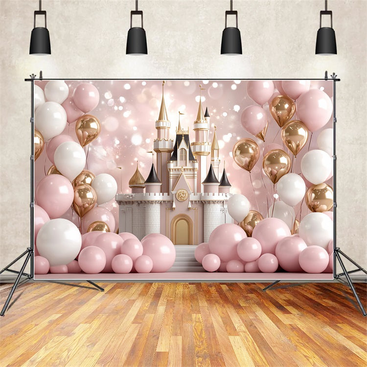 Princess Castle Backdrop Blush Balloons Backdrop CSH4-331