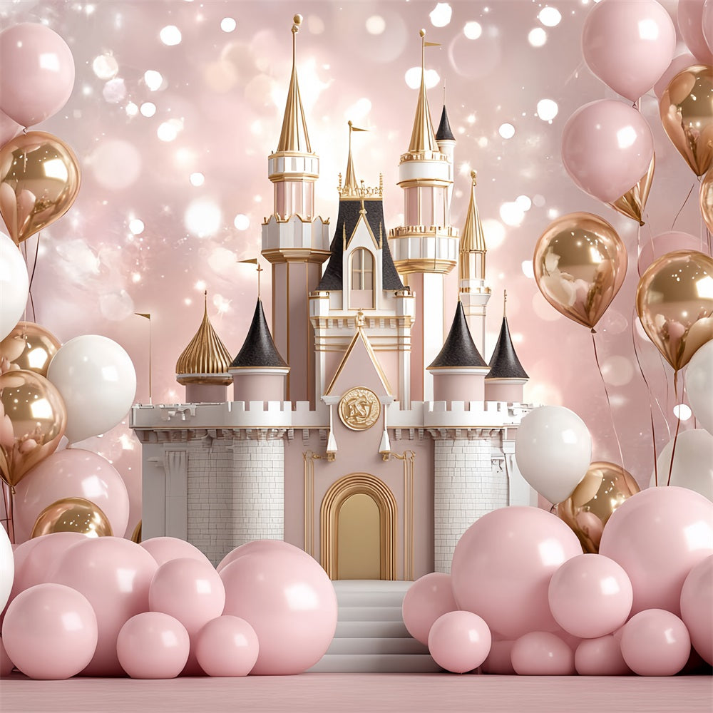 Princess Castle Backdrop Blush Balloons Backdrop CSH4-331