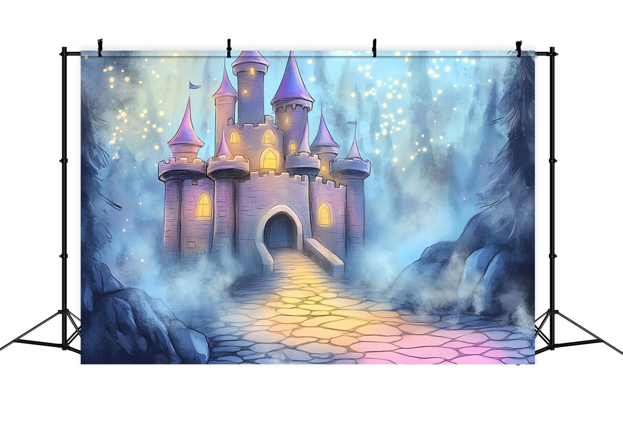 Castle Backdrop Magical Night Misty Forest Backdrop CSH4-335