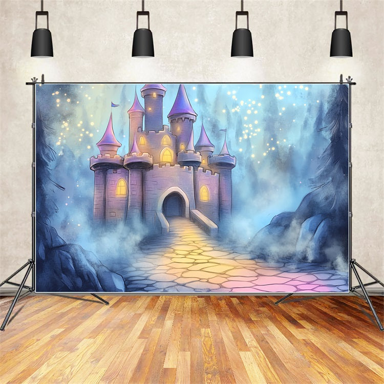 Castle Backdrop Magical Night Misty Forest Backdrop CSH4-335