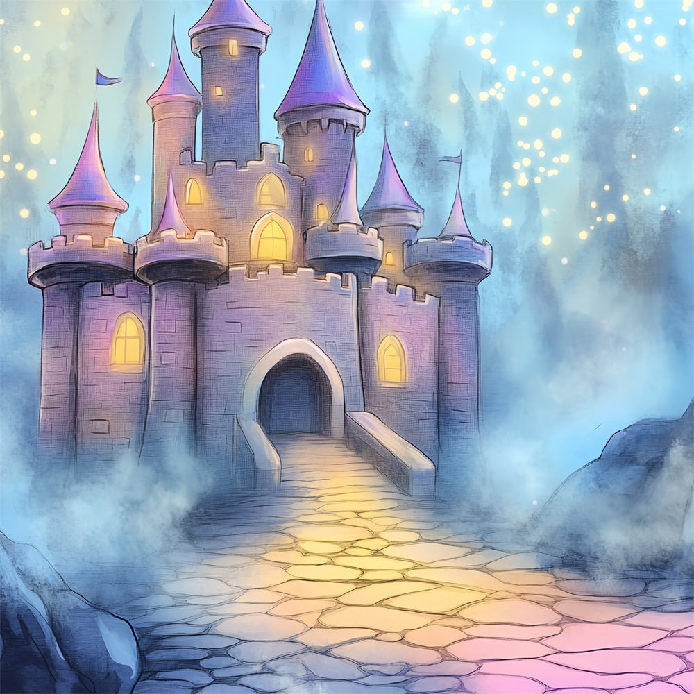 Castle Backdrop Magical Night Misty Forest Backdrop CSH4-335