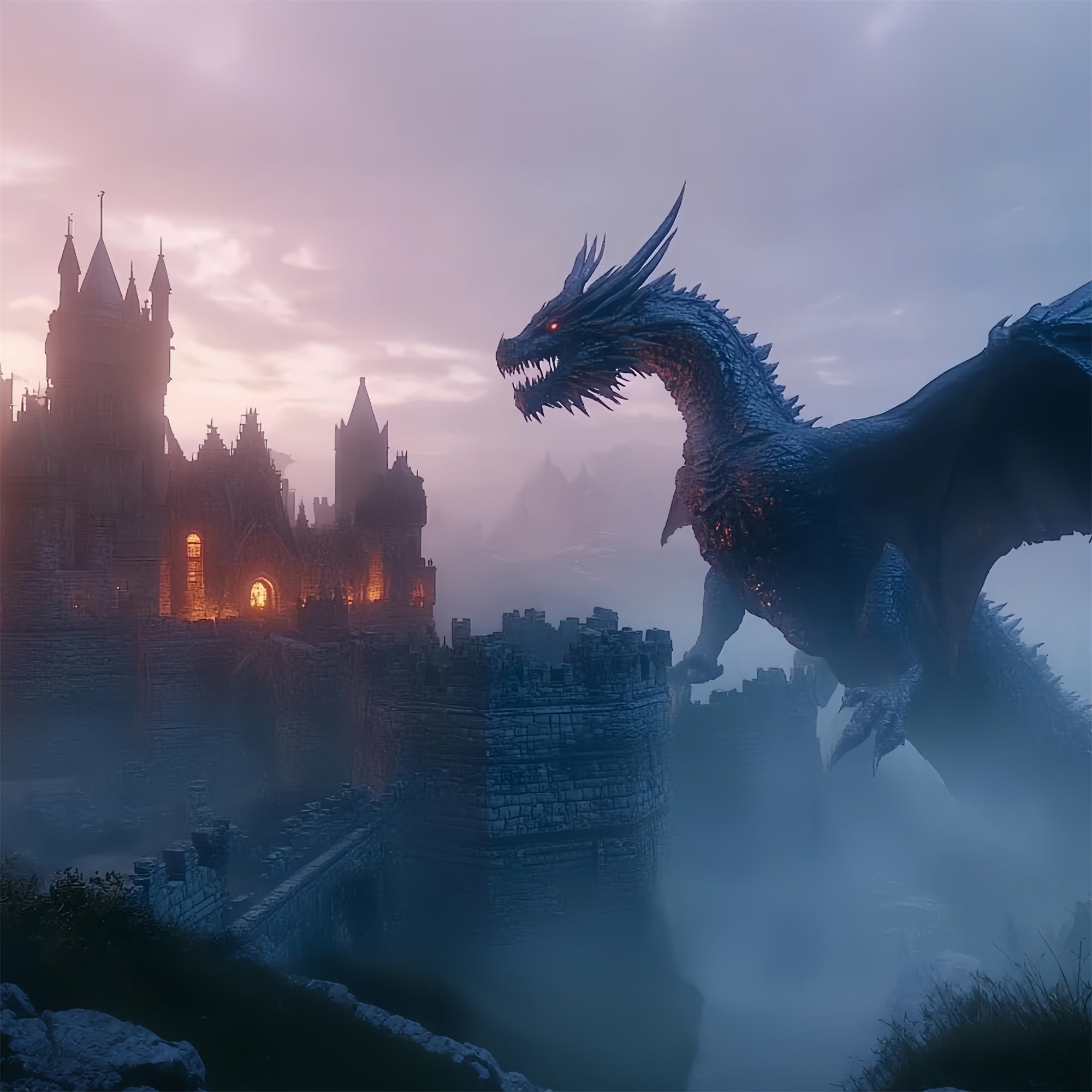 Backdrop Castle Midnight Dragon Medieval Backdrop CSH4-341