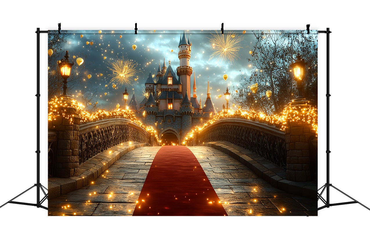 Castle Backdrops Fireworks Celebration Bridge Backdrop CSH4-359