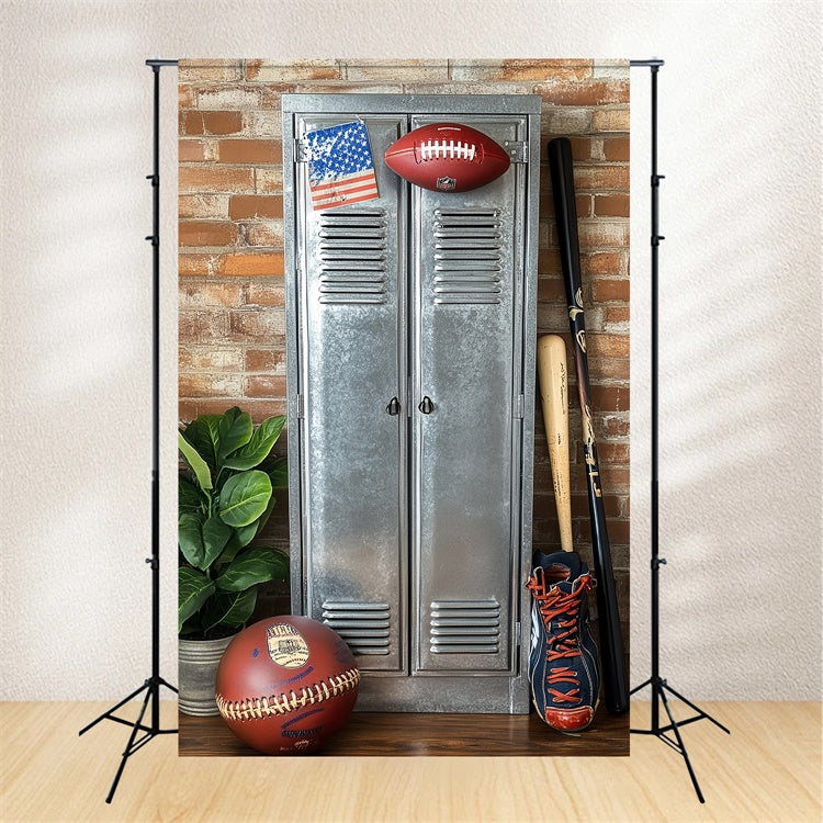 Sports Backdrops Rustic Brick Sports Locker Backdrop CSH4-366