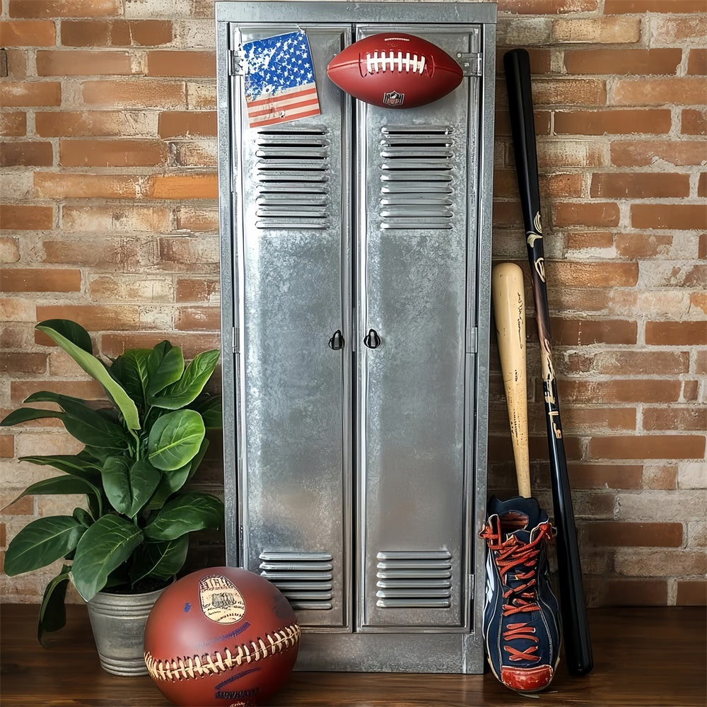 Sports Backdrops Rustic Brick Sports Locker Backdrop CSH4-366