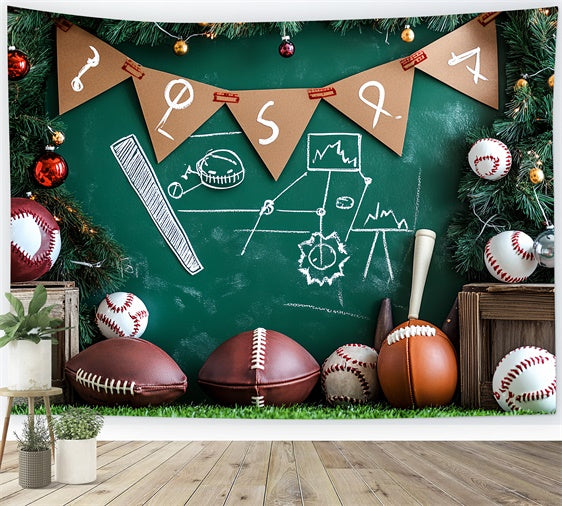 Sports Photo Backdrop Christmas Sports Blackboard Backdrop CSH4-374