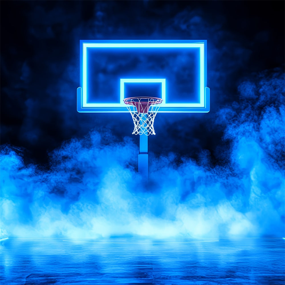 Basketball Court Backdrop Neon Basketball Hoop Backdrop CSH4-382