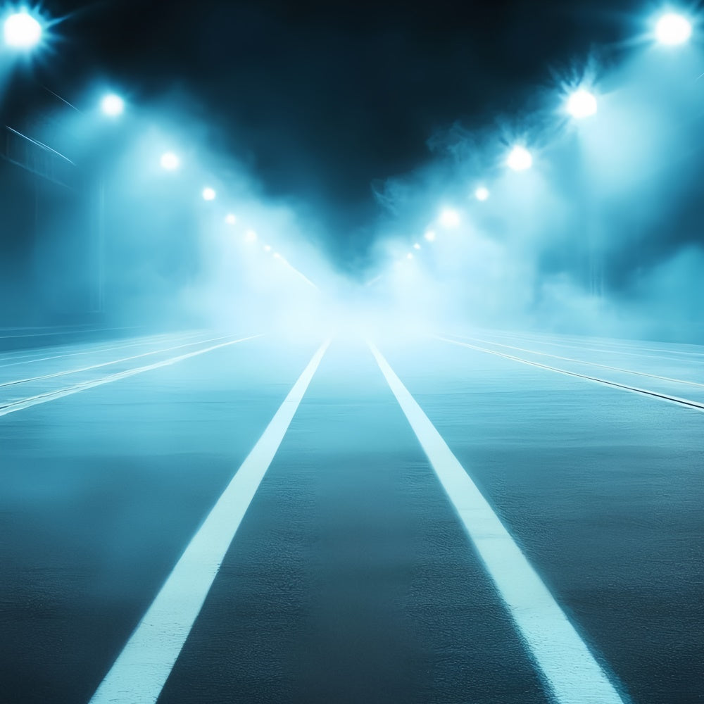 Sports Photography Backdrops Misty Night Race Lane Backdrop CSH4-388