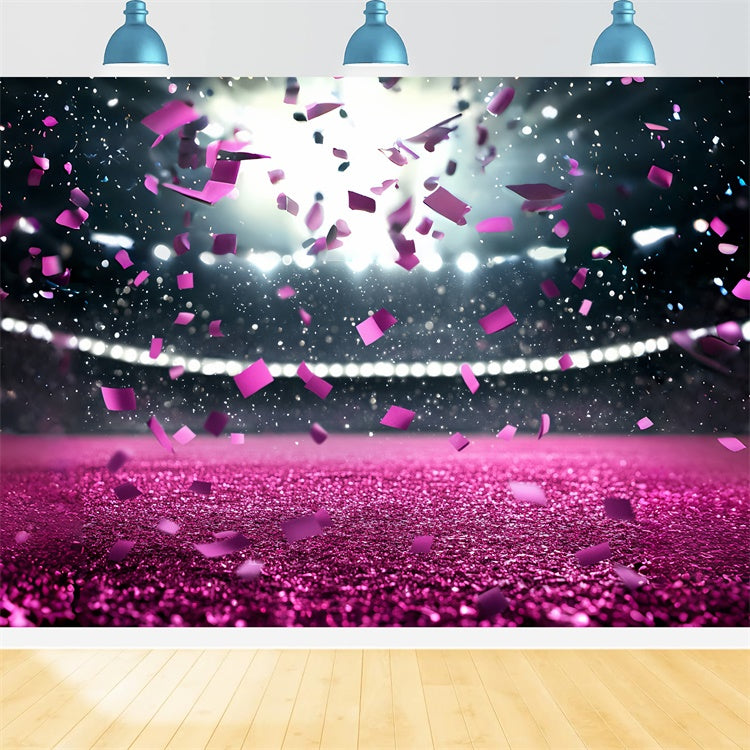 Sports Backdrop Sparkling Pink Confetti Stadium Backdrop CSH4-390