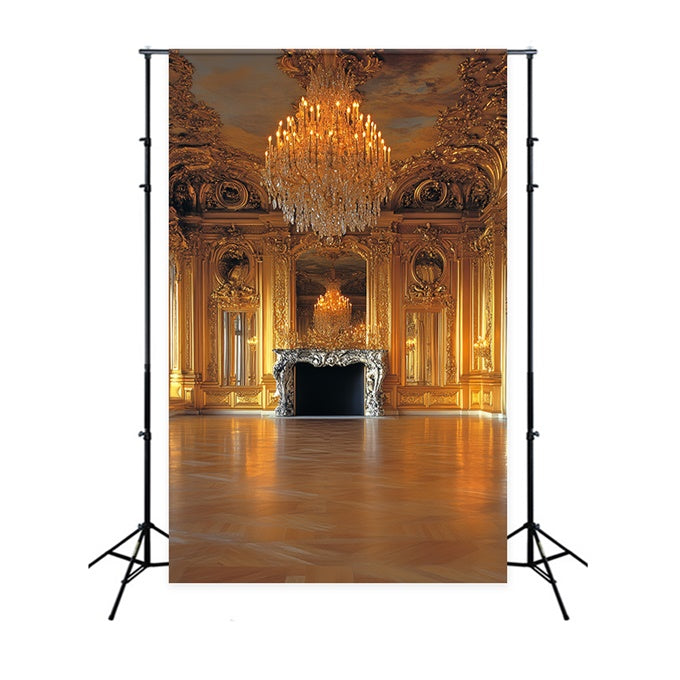 Vintage Photo Backdrop Golden Palace Chandelier Backdrop CSH4-394