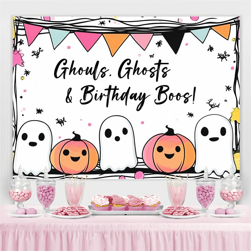 Birthday Party Backdrop Pumpkin Ghost Personalized Backdrop CSH4-59