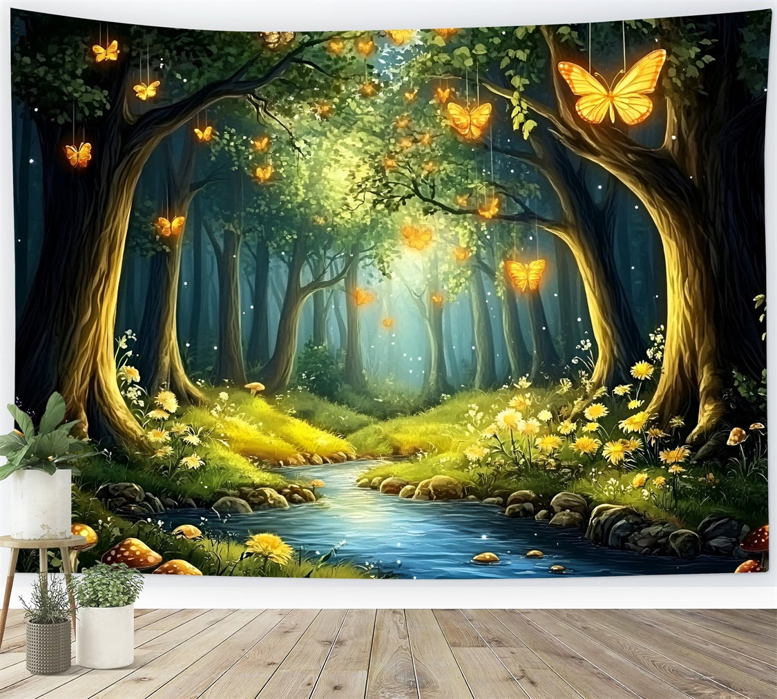 Forest Backdrops For Photography Golden Butterflies Morning Backdrop CSH4-81