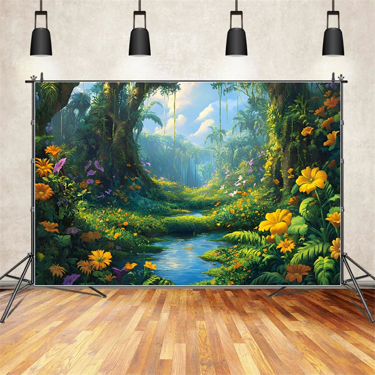 Jungle Backdrops Floral Forest Bright Sky Backdrop CSH4-94
