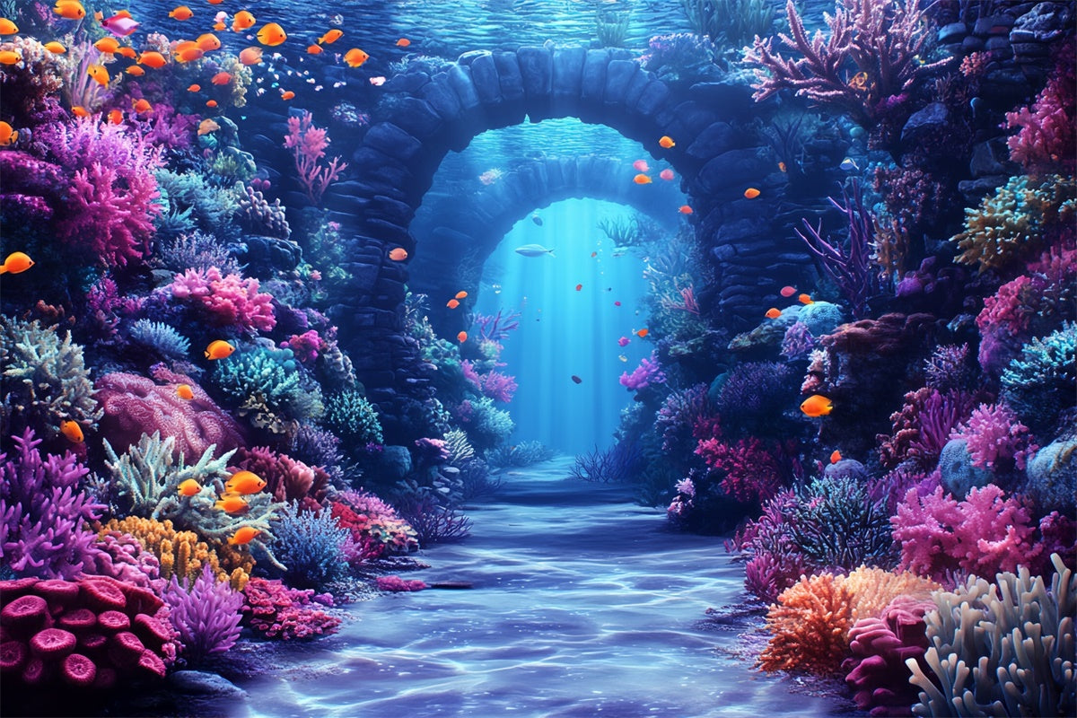 Underwater Backdrop Aquatic Arches Coral Summer Backdrop CSH5-100