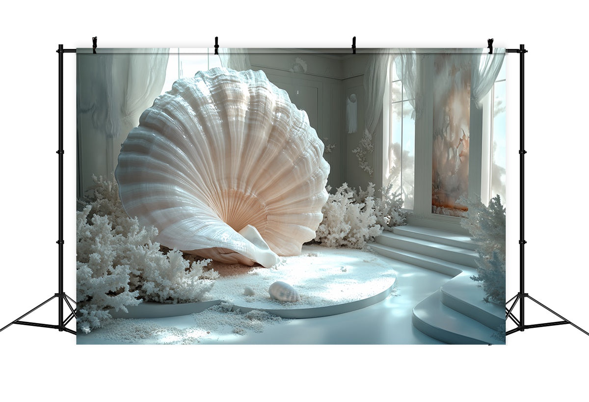 Summer Backdrop White Coral Palace Shell Backdrop CSH5-108