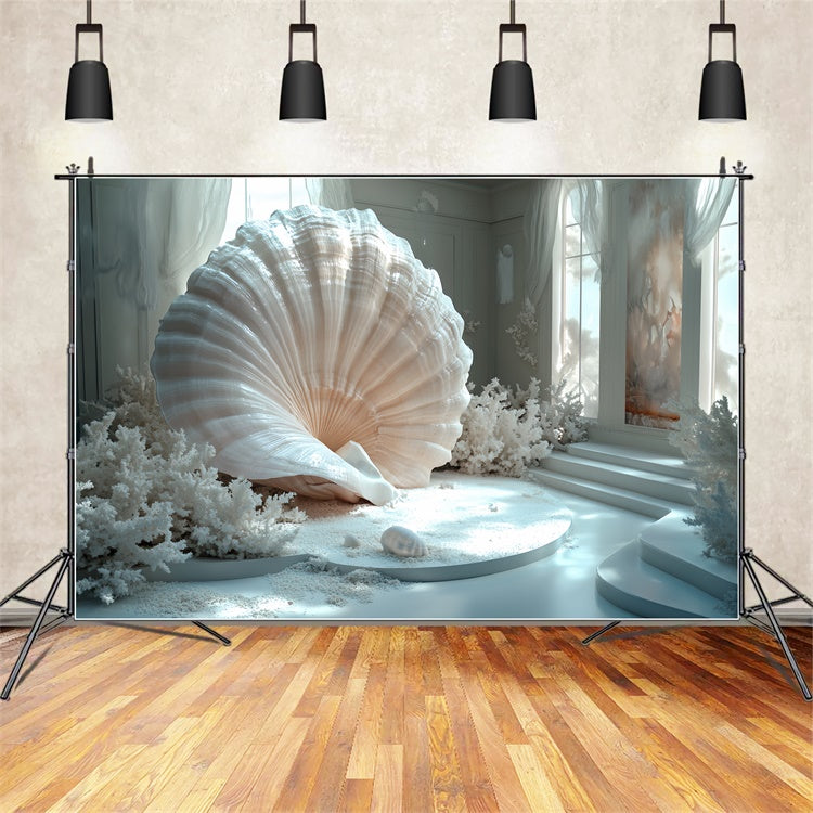 Summer Backdrop White Coral Palace Shell Backdrop CSH5-108