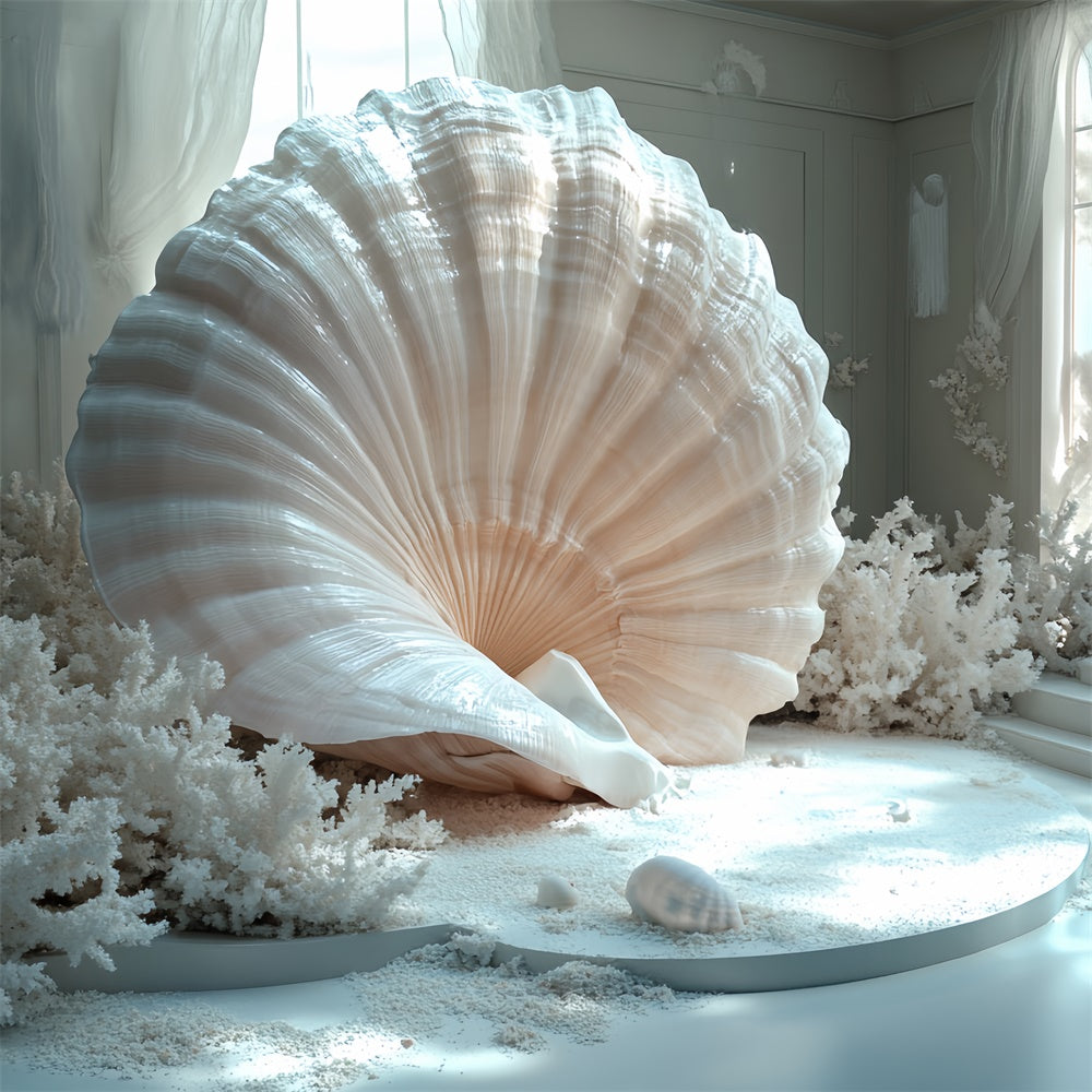 Summer Backdrop White Coral Palace Shell Backdrop CSH5-108