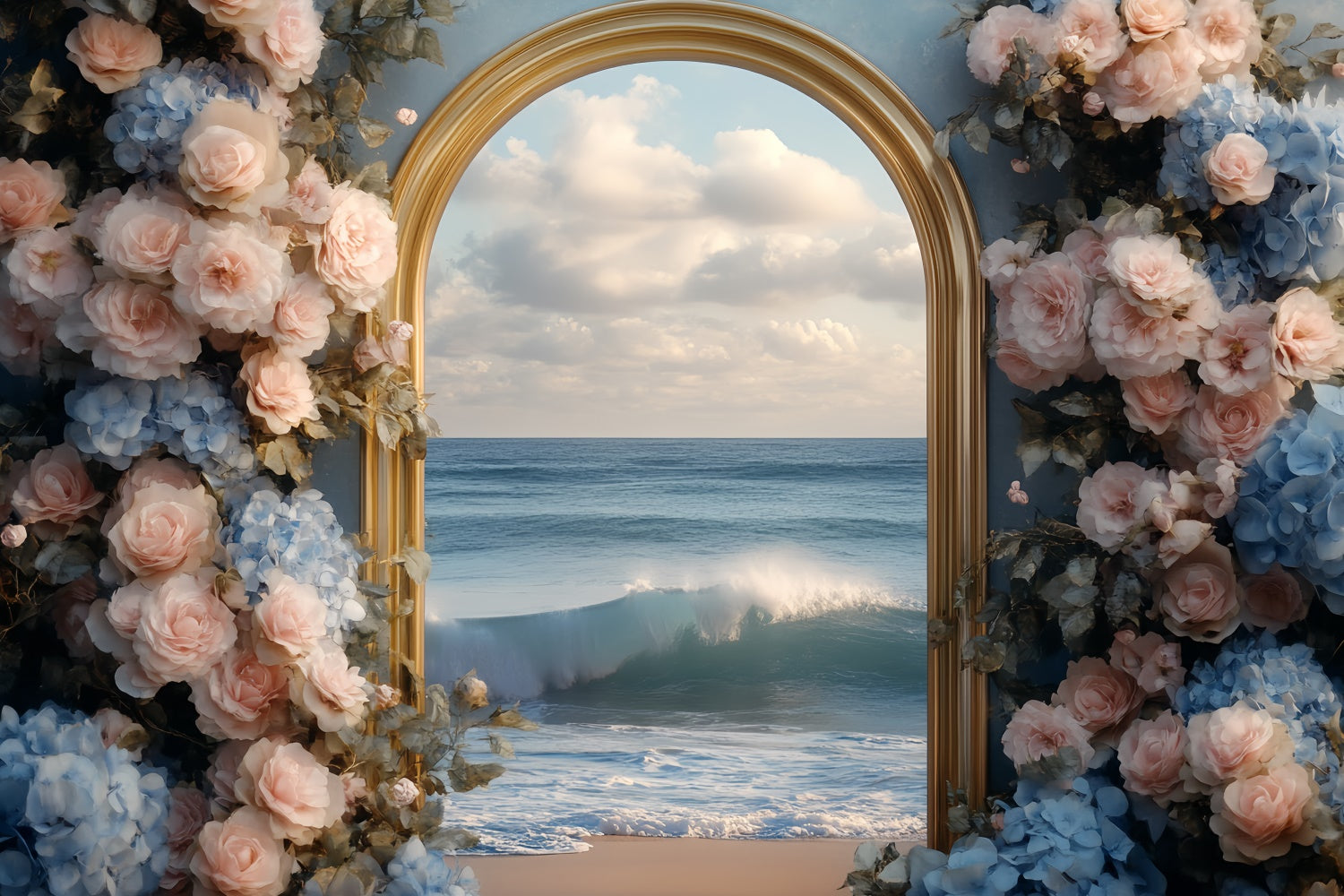 Beach Backdrops Golden Arch Floral Summer Backdrop CSH5-111