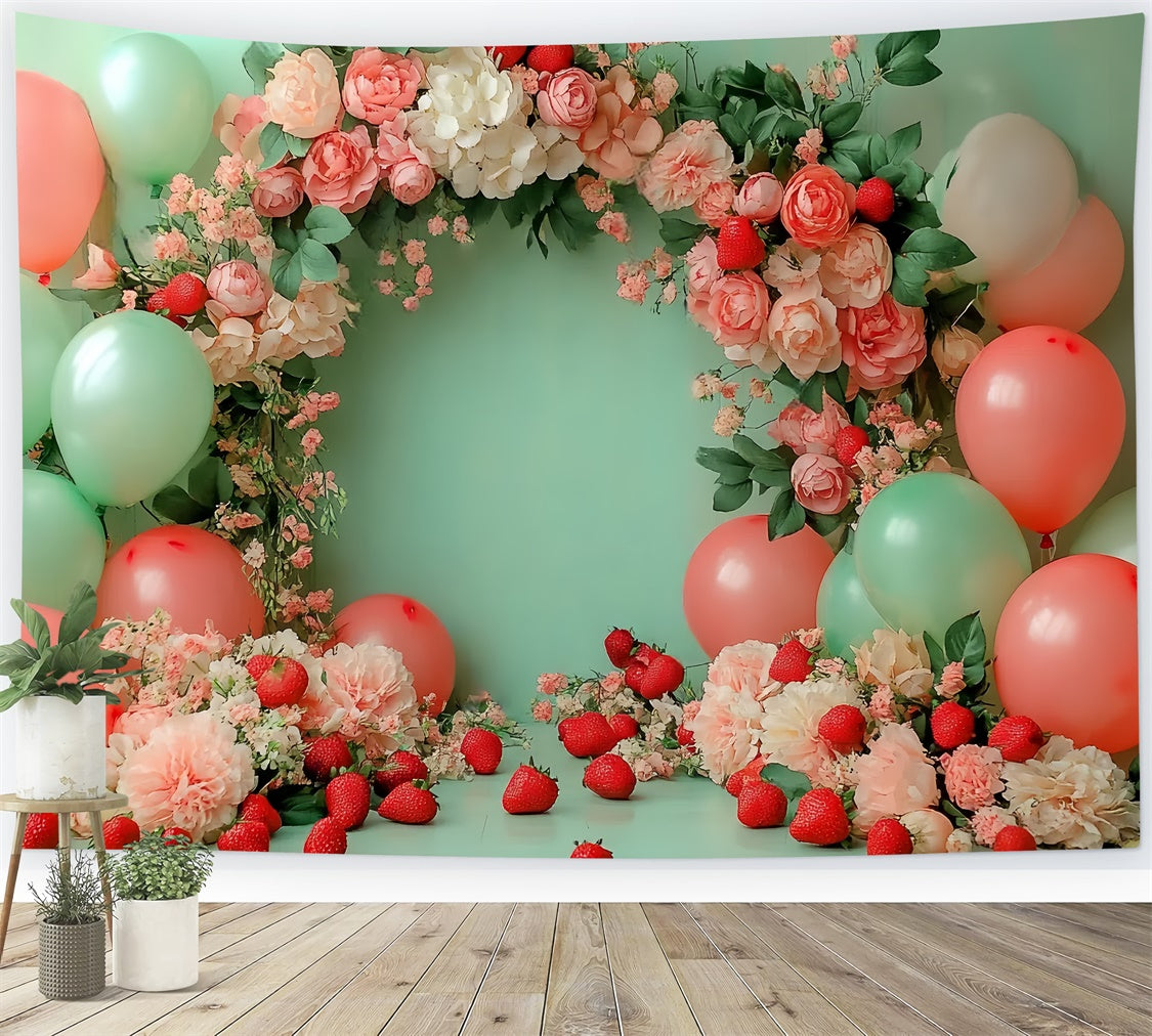 Strawberry Backdrop Balloon Floral Summer Backdrop CSH5-127