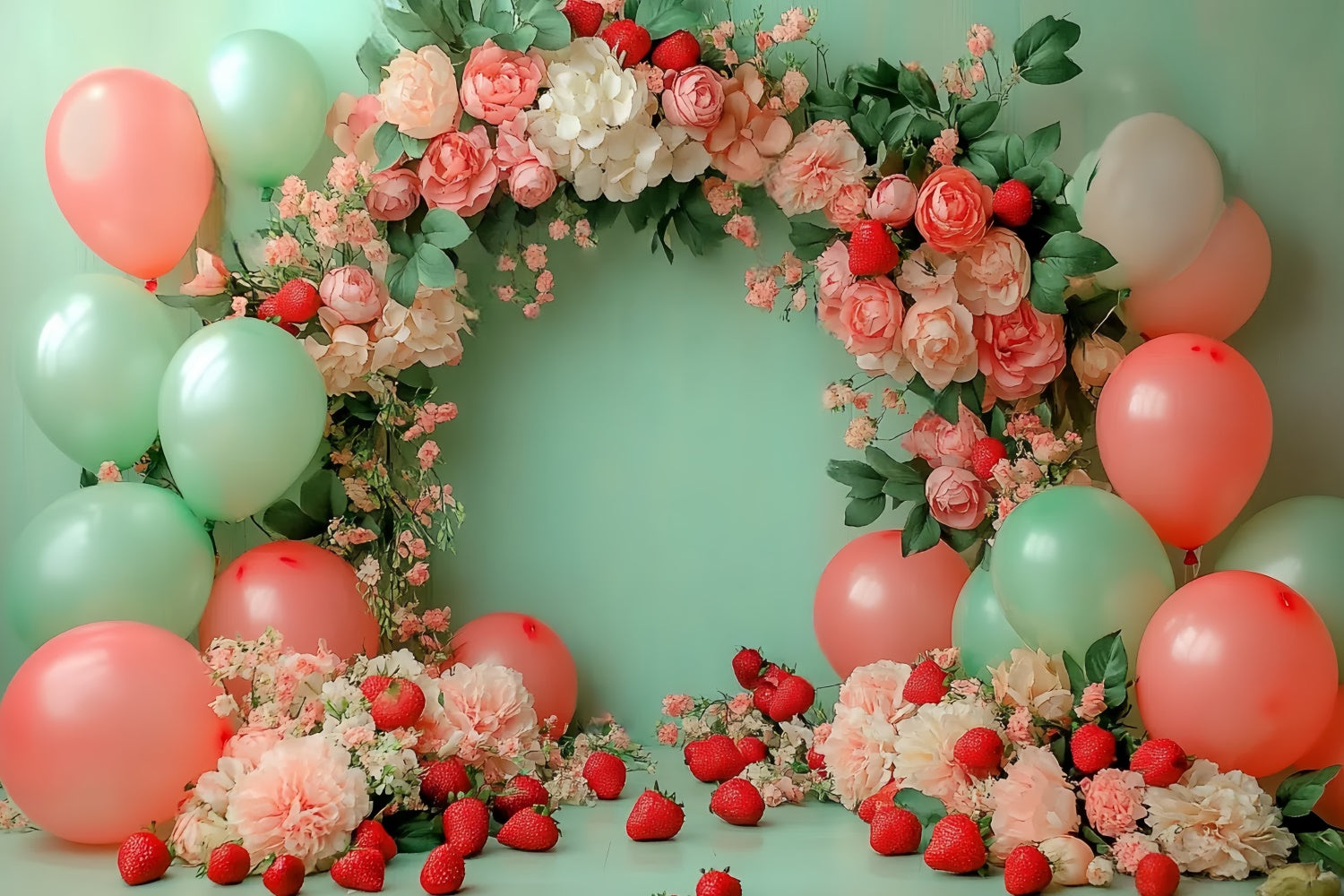 Strawberry Backdrop Balloon Floral Summer Backdrop CSH5-127