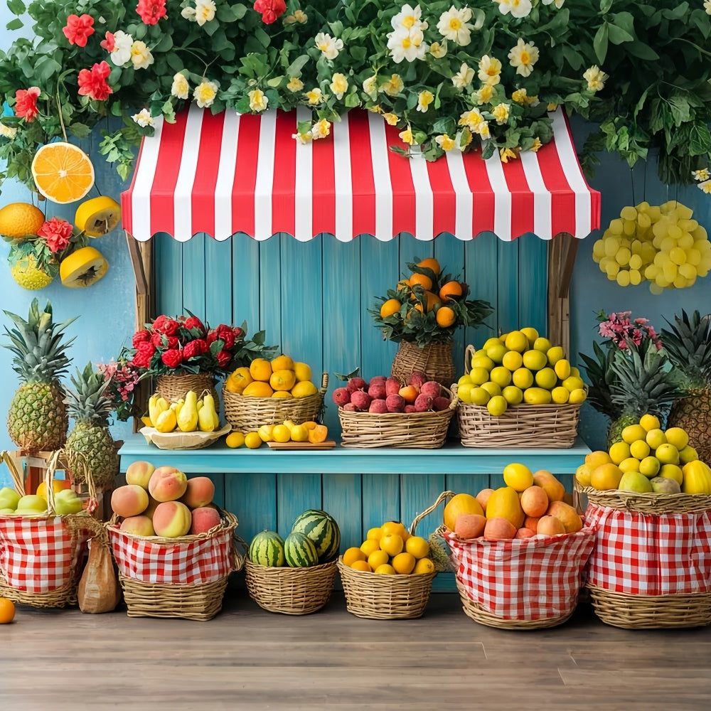 Summer Photo Backdrop Colorful Fruit Market Stall Backdrop CSH5-129