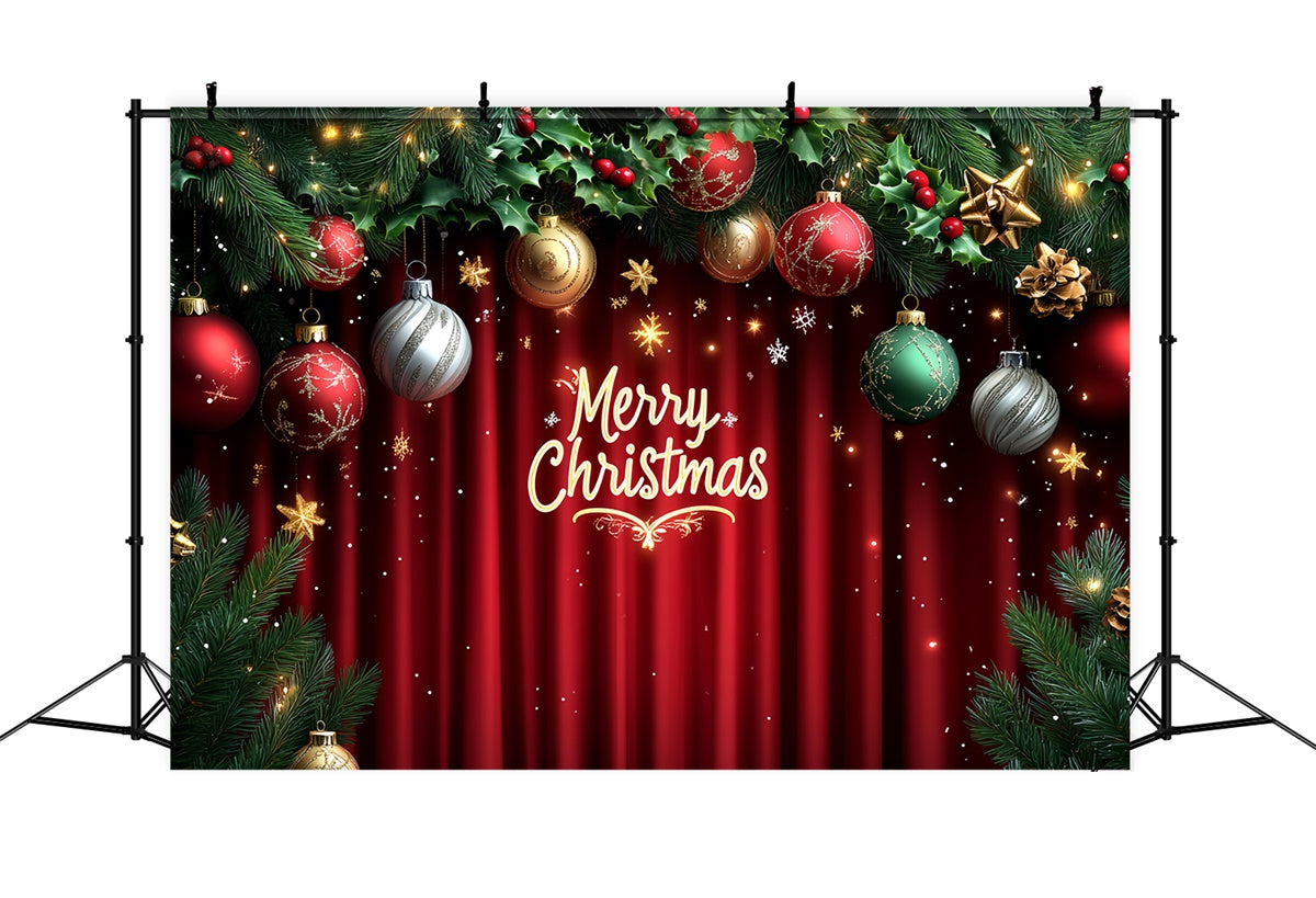 Christmas Stage Backdrops Red Curtain Holiday Decor Backdrop CSH5-147