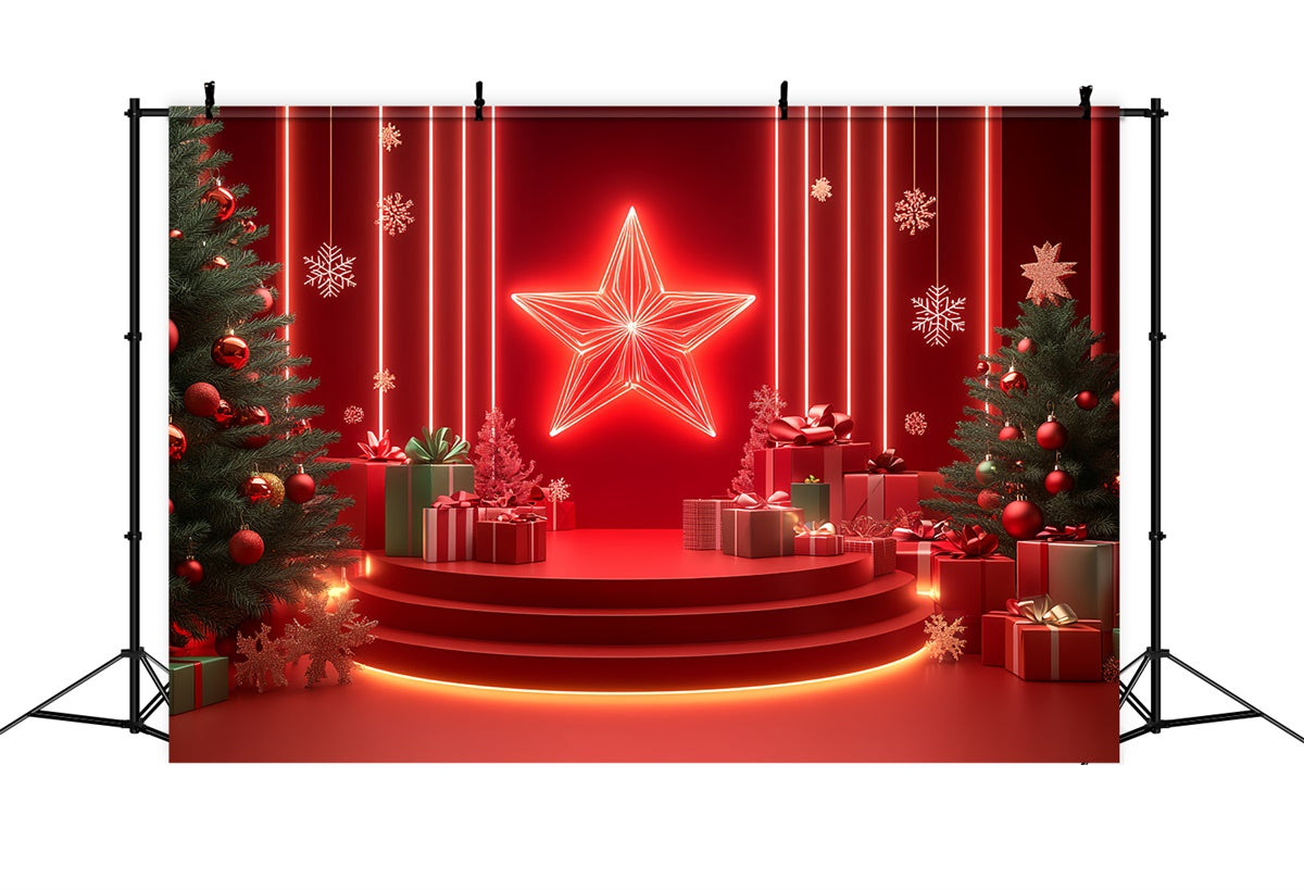Christmas Stage Backdrops Holiday Stage Neon Gift Backdrop CSH5-149