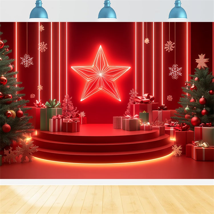 Christmas Stage Backdrops Holiday Stage Neon Gift Backdrop CSH5-149