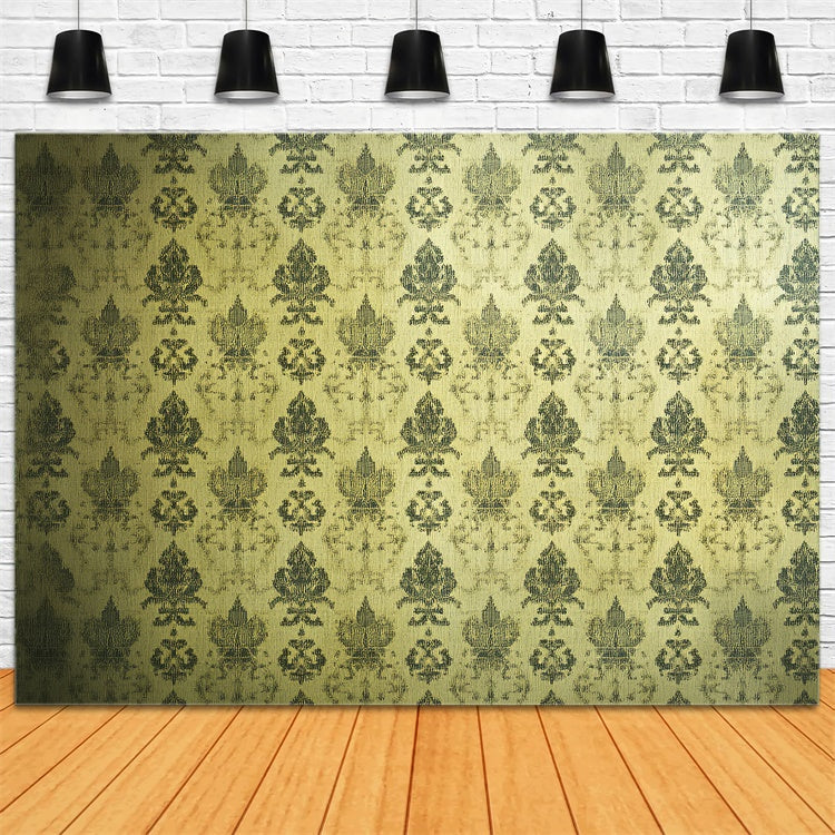 70s Photo Backdrop Faded Luxury Gold Damask Backdrop CSH5-178