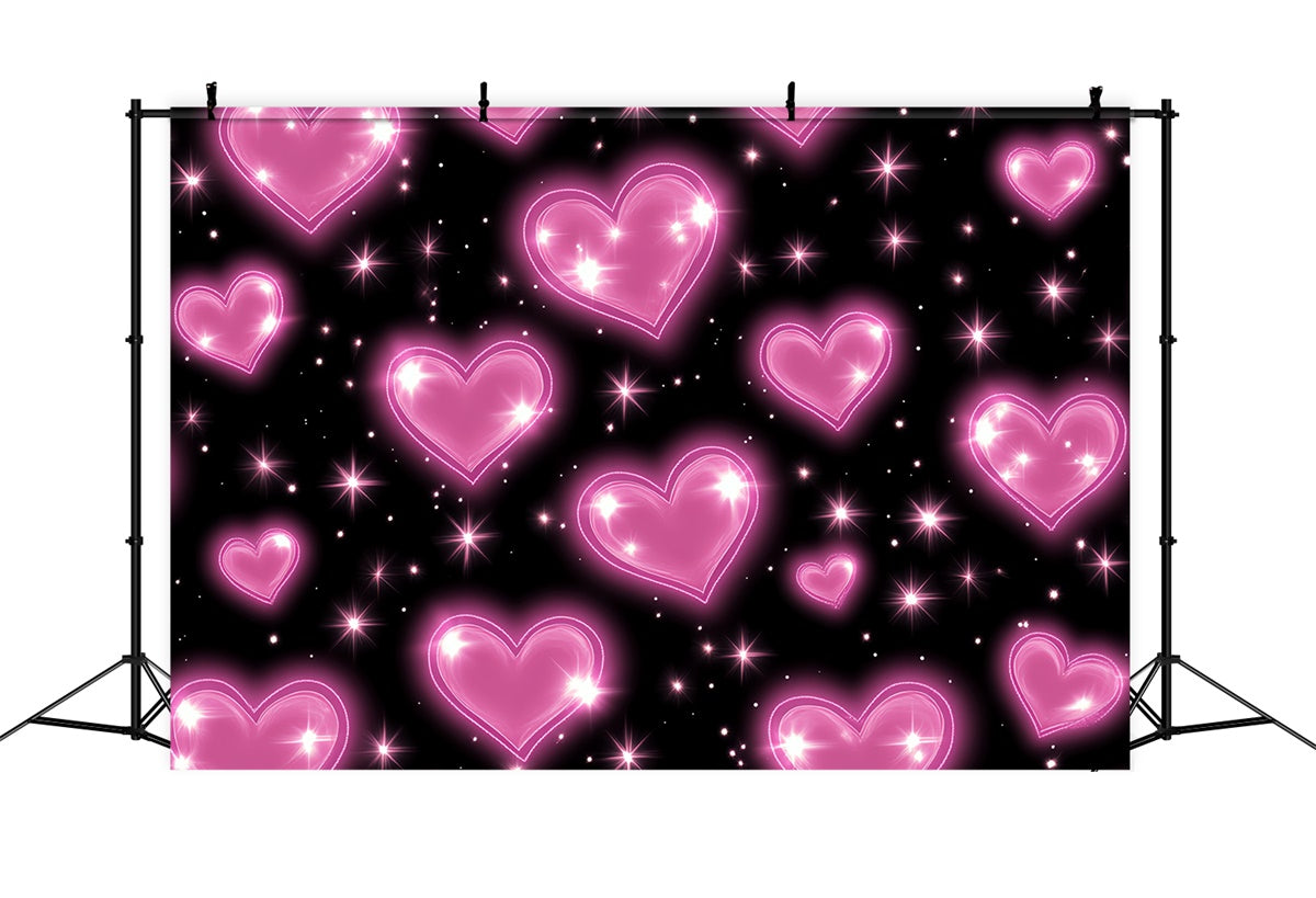 90s Photography Backdrops Neon Heart Glowing Backdrop CSH5-194