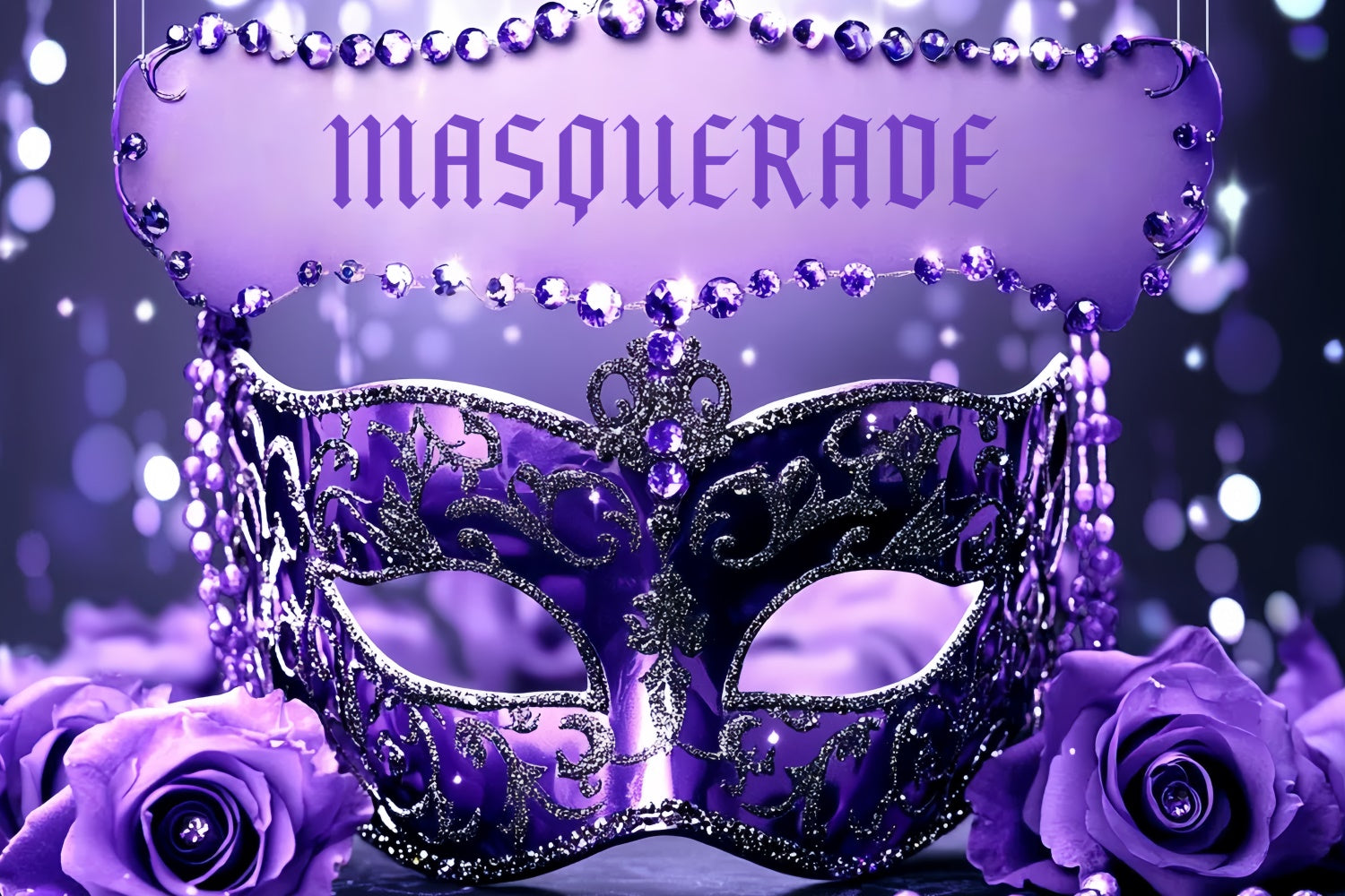 Masquerade Backdrop Design Purple Glam Gemstone Mask Backdrop CSH5-251