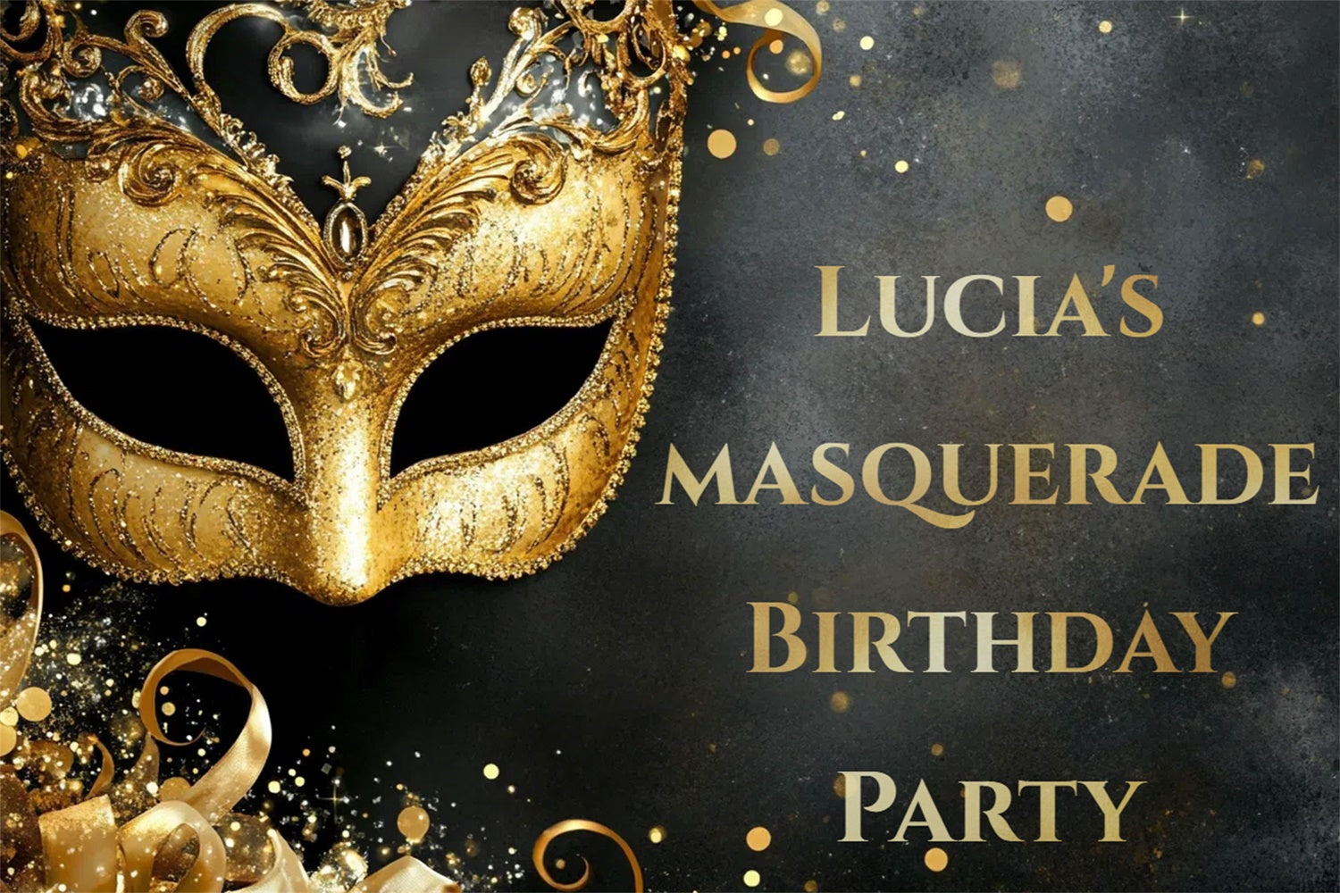 Masquerade Backdrop Golden Jewel Mask Customized Birthday Backdrop CSH5-253