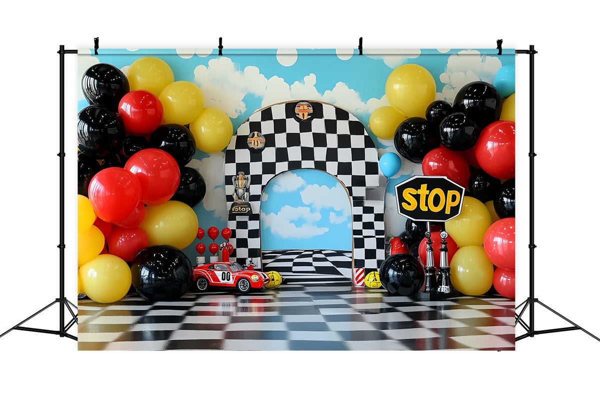 Kids Photo Backdrop Speedway Balloon Bash Backdrop CSH5-271