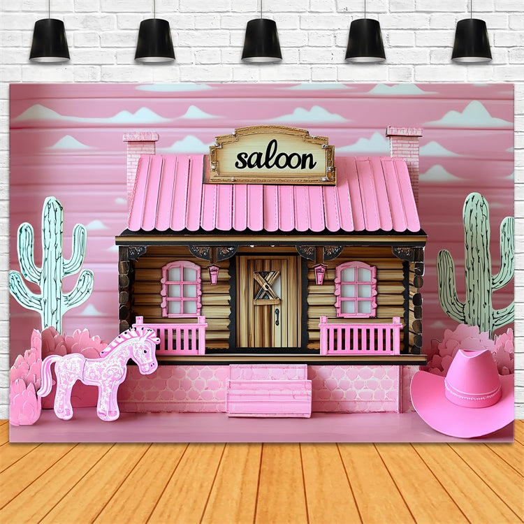 Cowgirl Backdrop Ideas Pink Rodeo Saloon Kids Backdrop CSH5-314