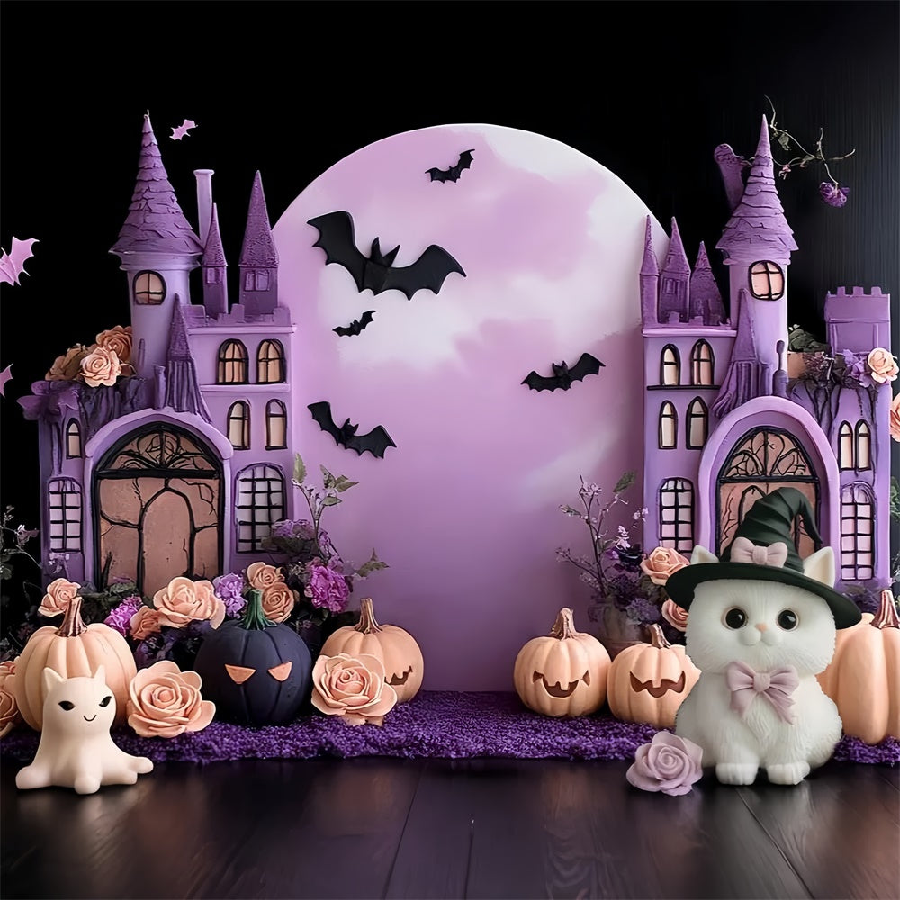 Halloween Backdrop Ideas Bats Blooms Castle Children Backdrop CSH5-316