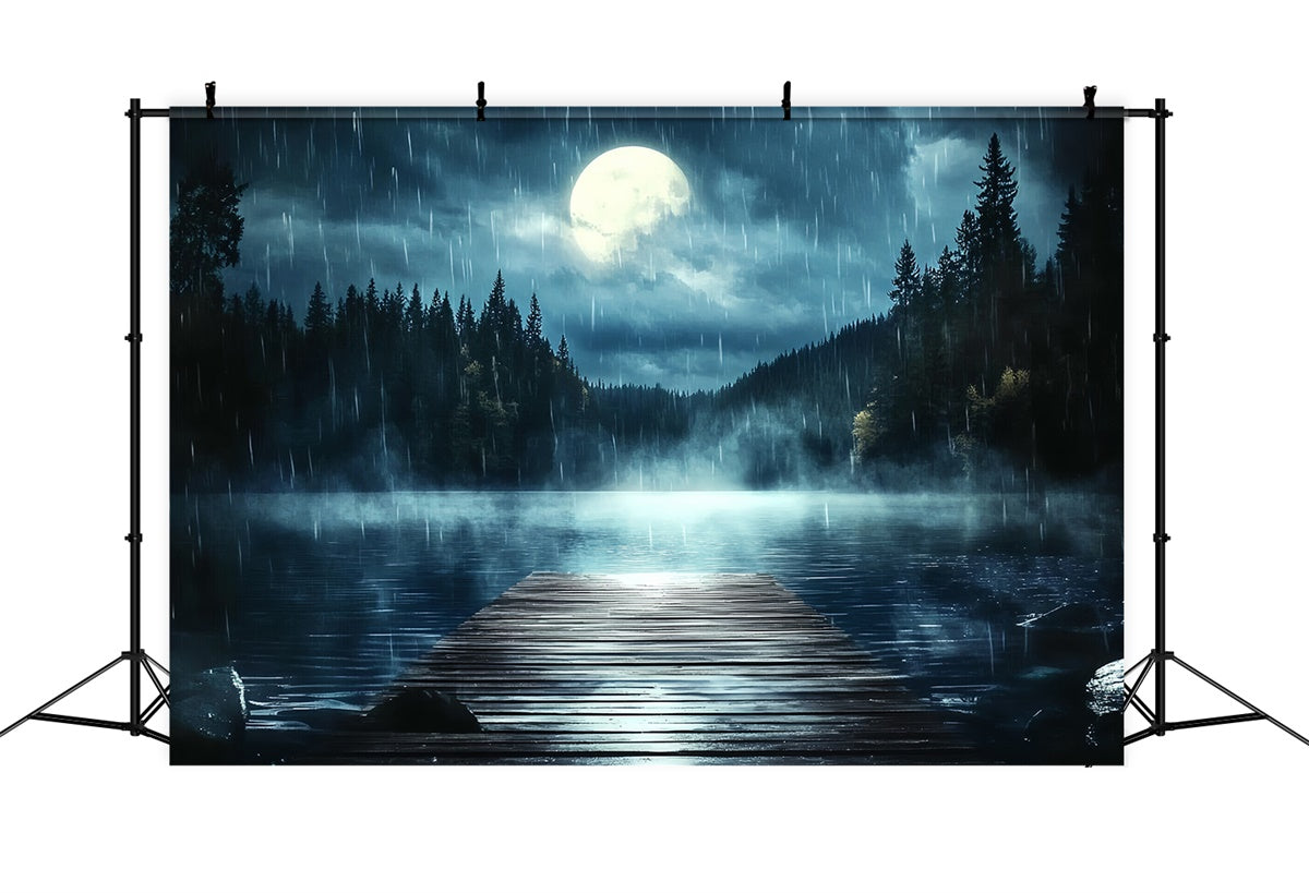 Father's Day Photo Backdrop Moonlit Rainy Dock Backdrop CSH5-57