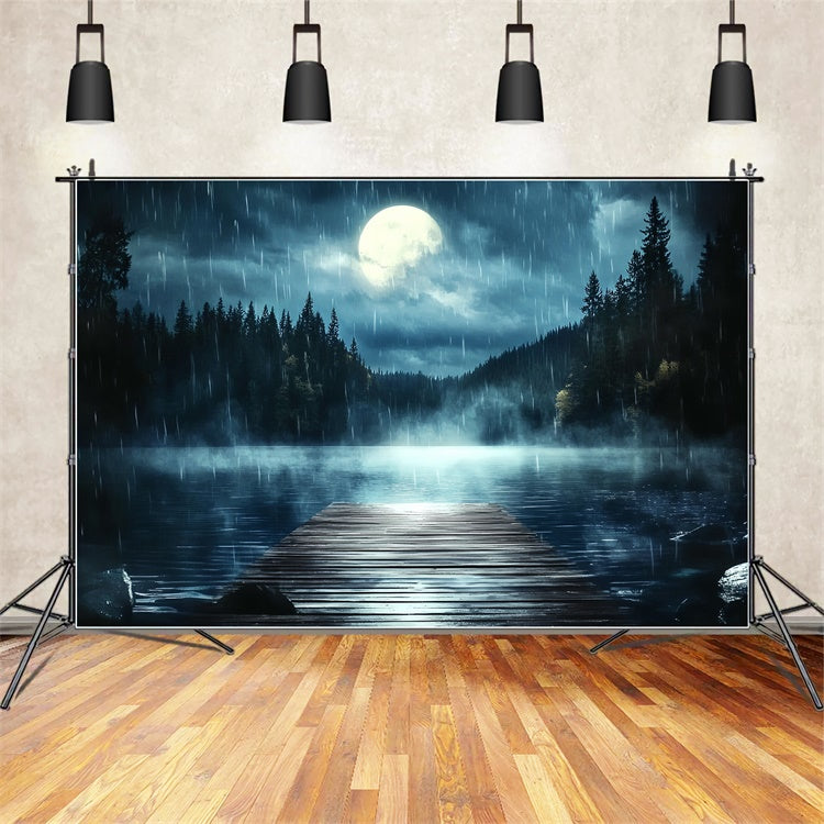 Father's Day Photo Backdrop Moonlit Rainy Dock Backdrop CSH5-57