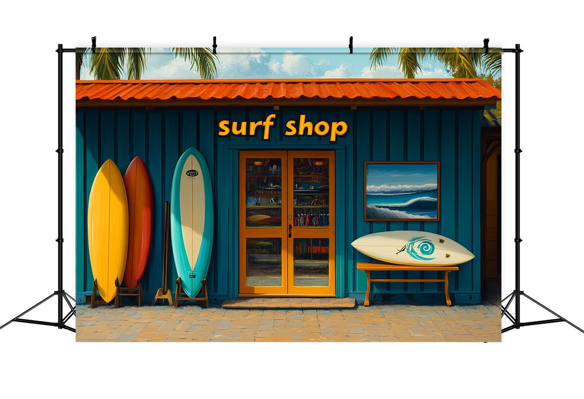 Summer Backdrops Colorful Surfboards Beach Shop Backdrop CSH5-91